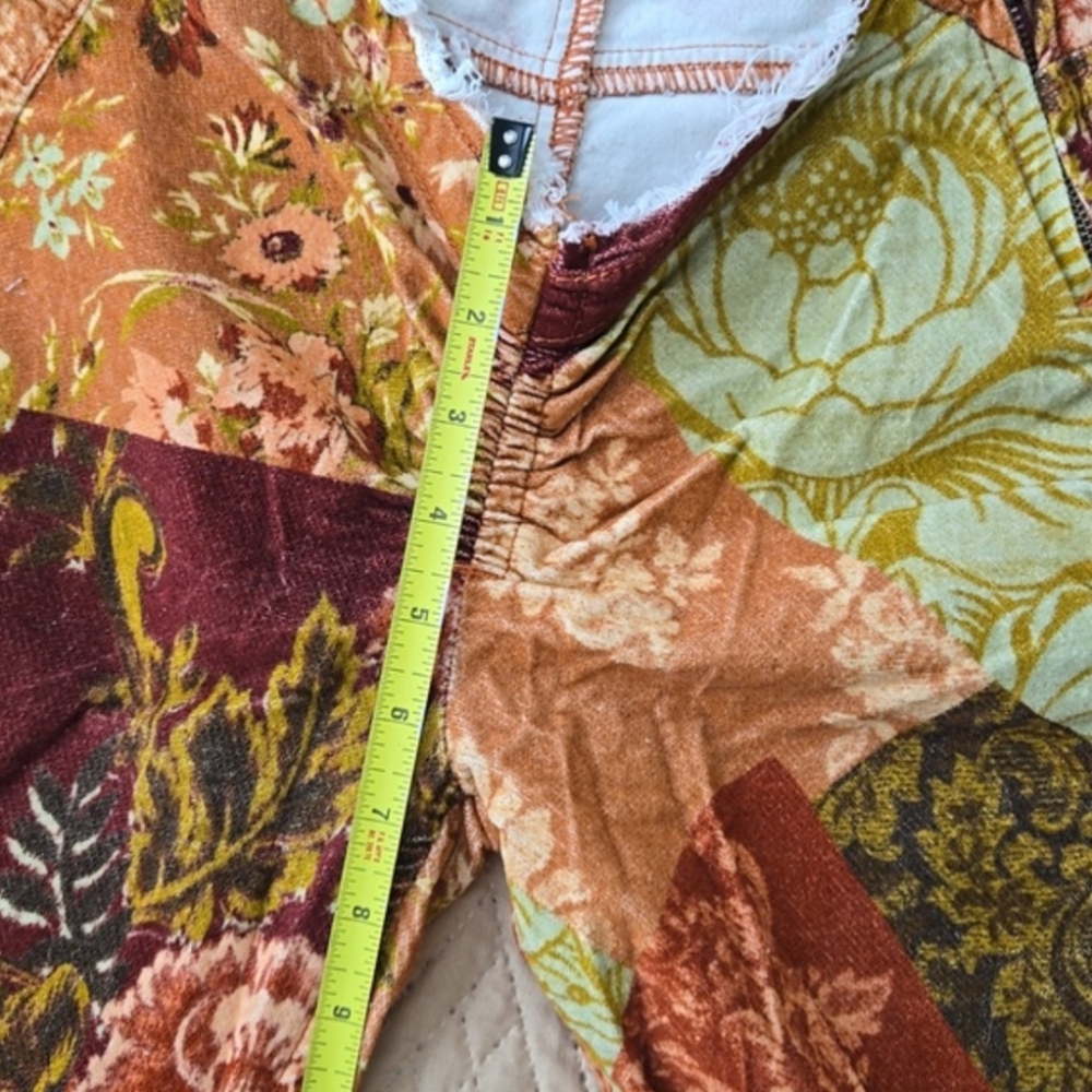 Velvet Floral Patchwork 60s 70s Vintage Aesthetic Bell Bottom Flare Pants Boho - Picture 11 of 15